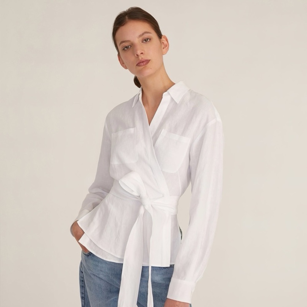 MARISA WEBB - the MILA LINEN FRONT WRAP SHIRT